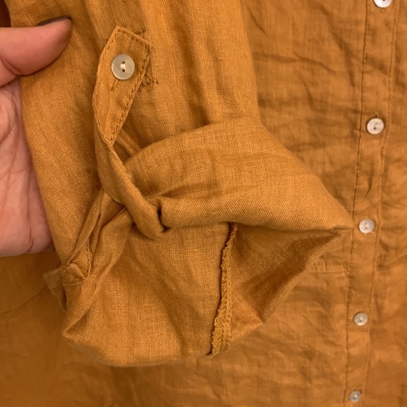 Tahari Linen Tunic mustard color mini dress length - Picture 4 of 7